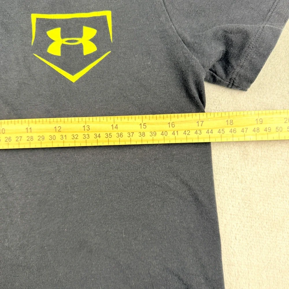 Under Armour HeatGear Boys Youth XL T-Shirt Black Neon Baseball Home Plate Logo